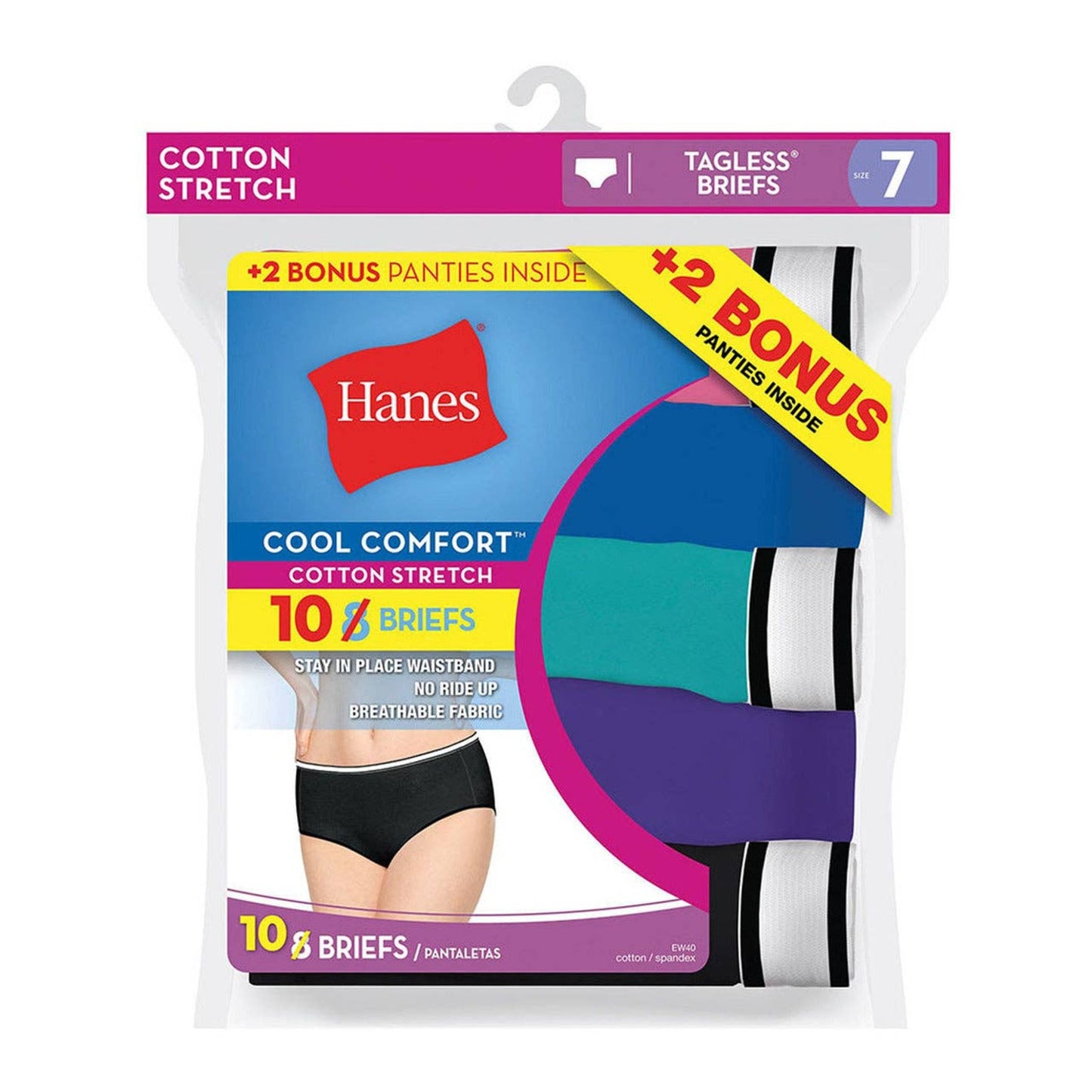 10 - Pack Hanes Women's Cool Comfort Cotton Stretch Briefs - Singing Wind Market