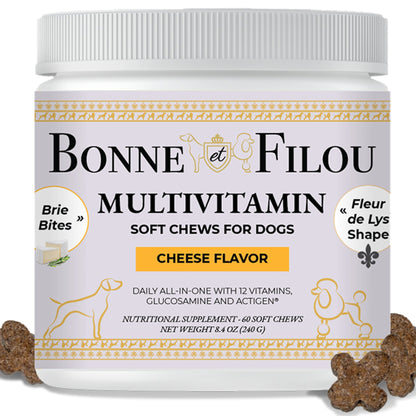 12 in 1 Multivitamin Soft Chews Dog Supplement, 60 count (Cheese flavor) - Singing Wind Market