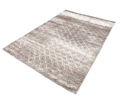 5' x 7'6'' Dark Beige Taupe Diamonds Silky Rug - Singing Wind Market