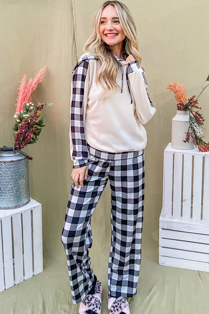 And The Why Drawstring Hooded Top and Plaid Pants Lounge Set - Singing Wind Market