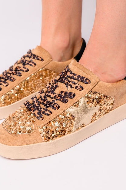 Another Round Sneakers in Gold Sequins - Singing Wind Market