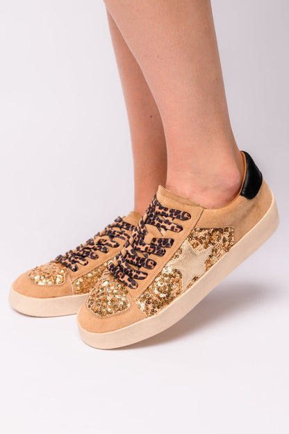 Another Round Sneakers in Gold Sequins - Singing Wind Market