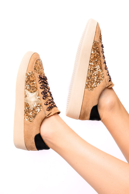 Another Round Sneakers in Gold Sequins - Singing Wind Market