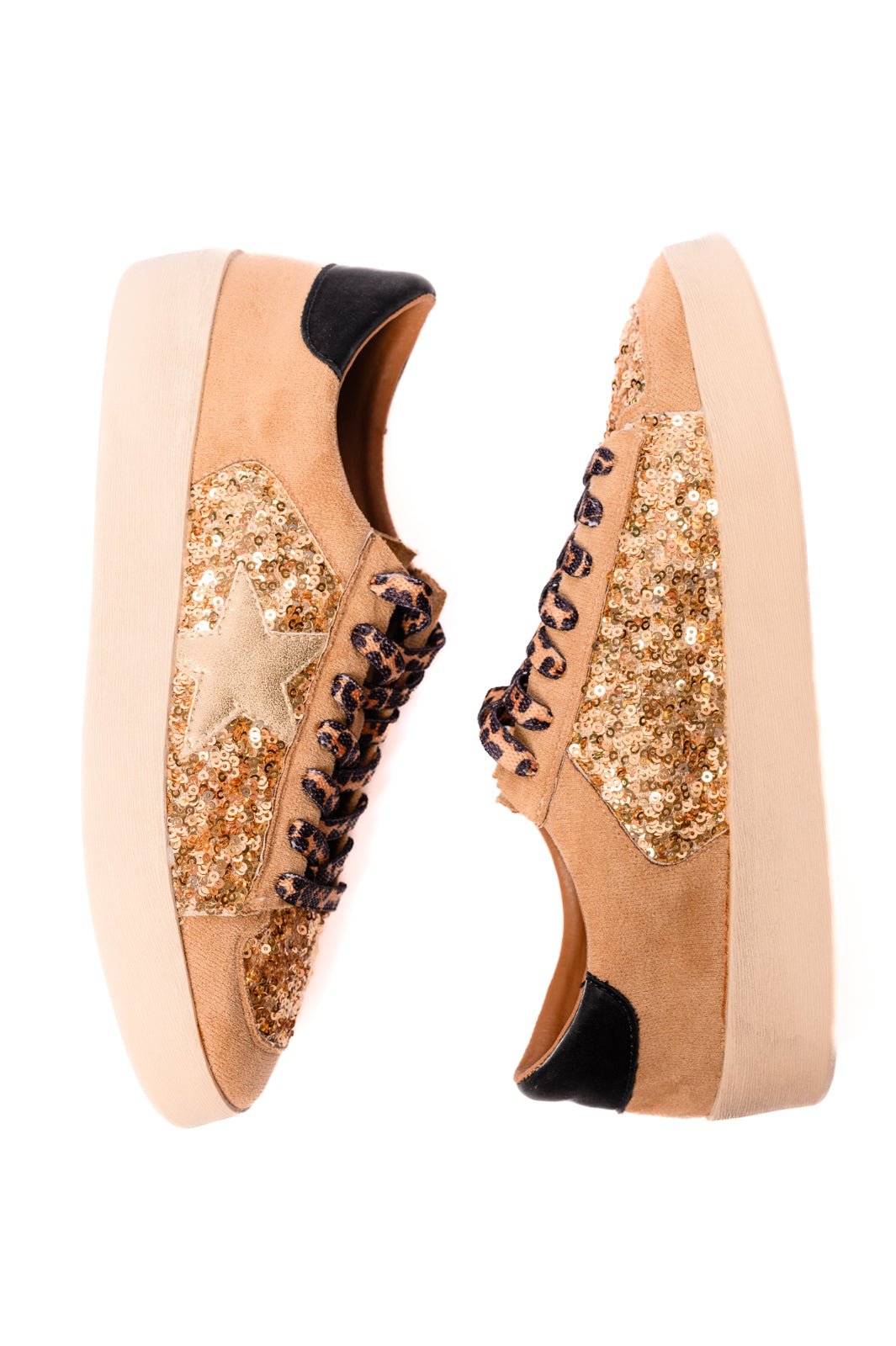 Another Round Sneakers in Gold Sequins - Singing Wind Market