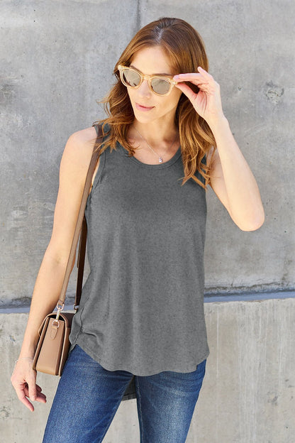 Basic Bae Full Size Round Neck Curved Hem Tank - Singing Wind Market