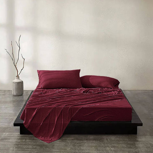 Burgundy Luxury Extra Soft Cozy Sheet Set 12" Deep Pocket - Singing Wind Market