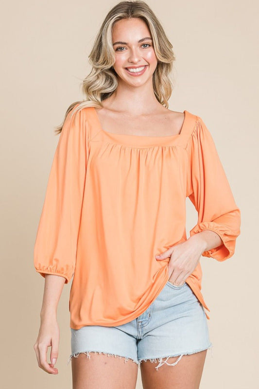 Culture Code Square Neck Puff Sleeve Top - Singing Wind Market