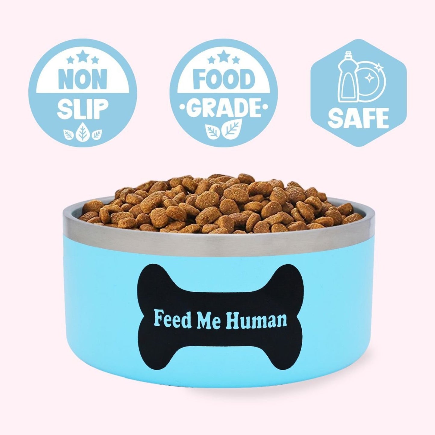 "Feed Me Human" Blue Food Bowl - Singing Wind Market