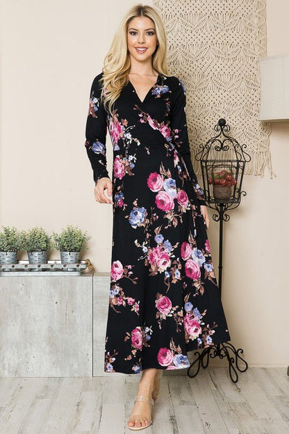 Floral Maxi Wrap Dress - Singing Wind Market