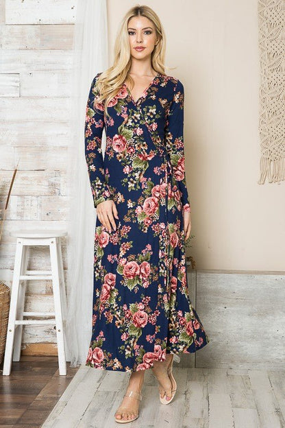 Floral Maxi Wrap Dress - Singing Wind Market