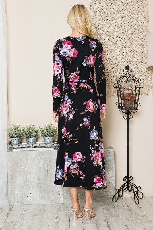 Floral Maxi Wrap Dress - Singing Wind Market