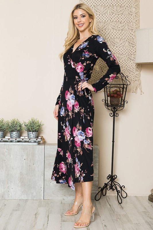 Floral Maxi Wrap Dress - Singing Wind Market