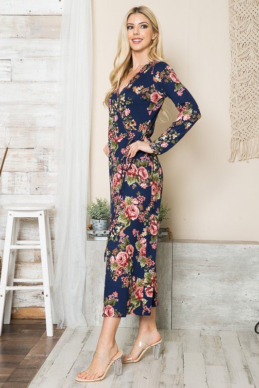 Floral Maxi Wrap Dress - Singing Wind Market