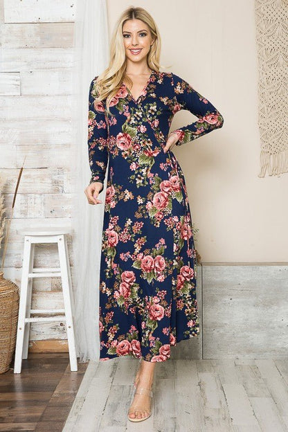 Floral Maxi Wrap Dress - Singing Wind Market