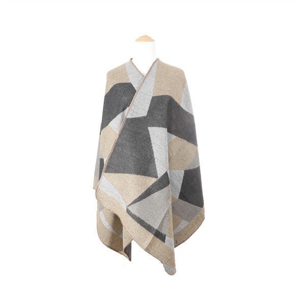 GEOMETRIC PATTERN PONCHO - Singing Wind Market