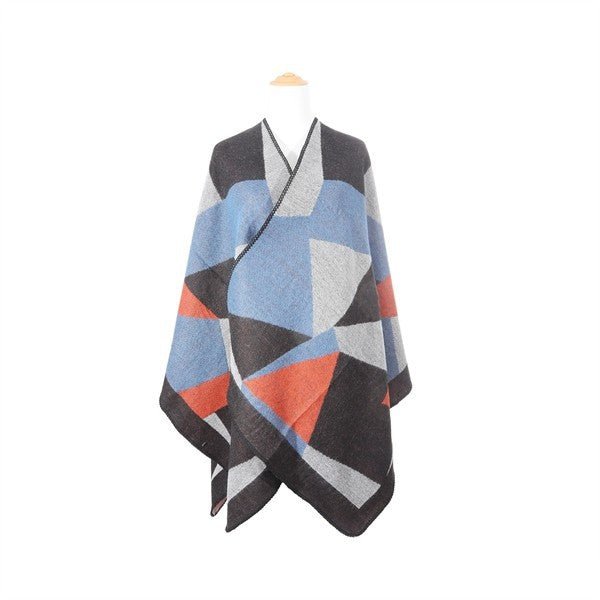 GEOMETRIC PATTERN PONCHO - Singing Wind Market