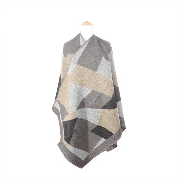 GEOMETRIC PATTERN PONCHO - Singing Wind Market