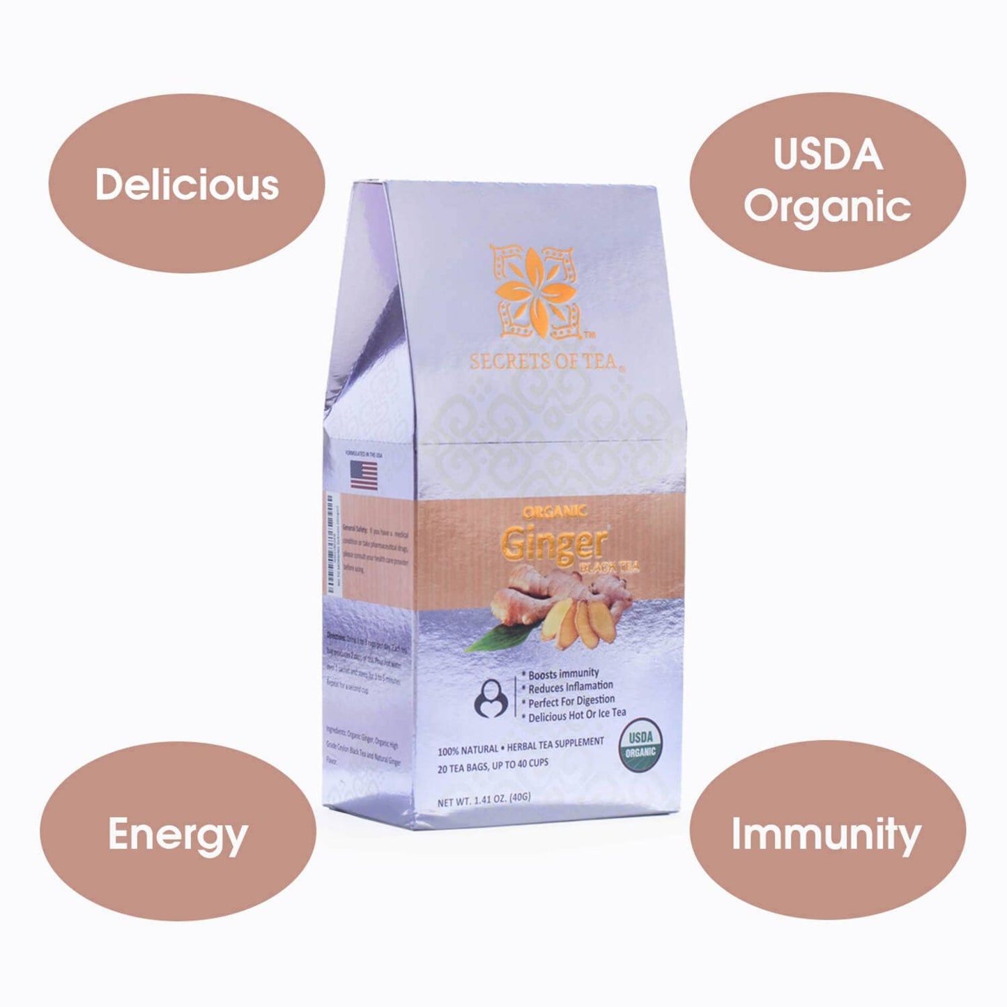 Ginger Black Tea - Immunity BoosterTea - USDA Organic - Singing Wind Market