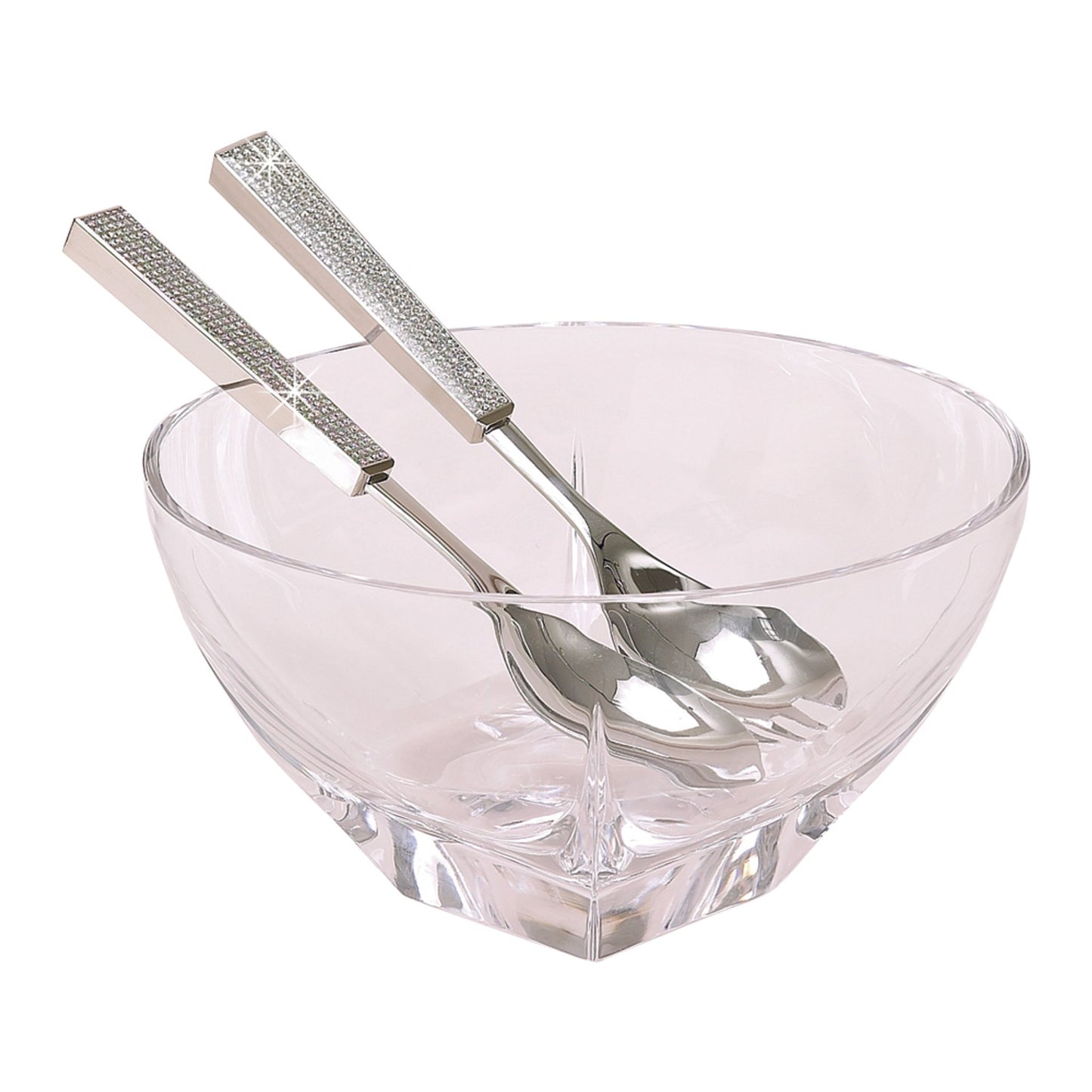 Glitter Galore 2 Pc Salad Set 10.25" Nickel Plated - Singing Wind Market