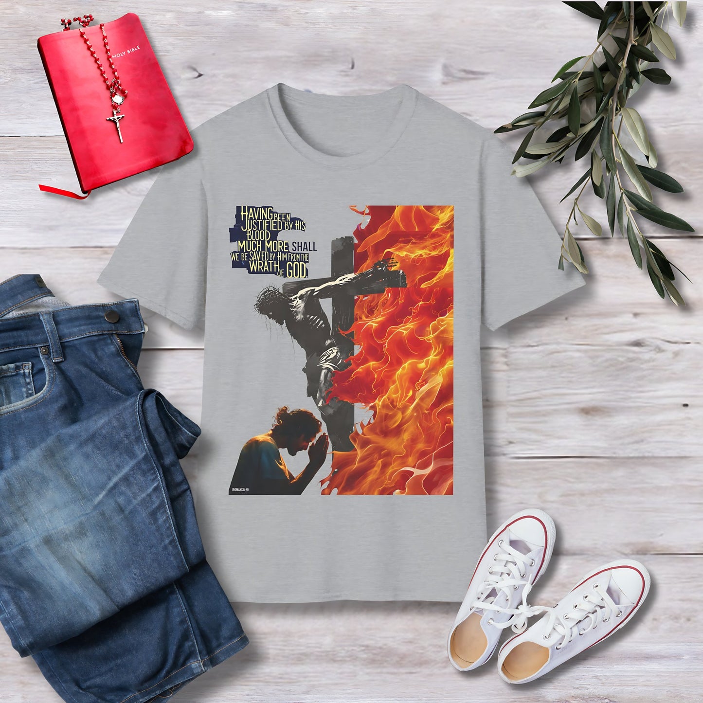 Having been justified by His blood Unisex Christian T-shirt - Singing Wind Market