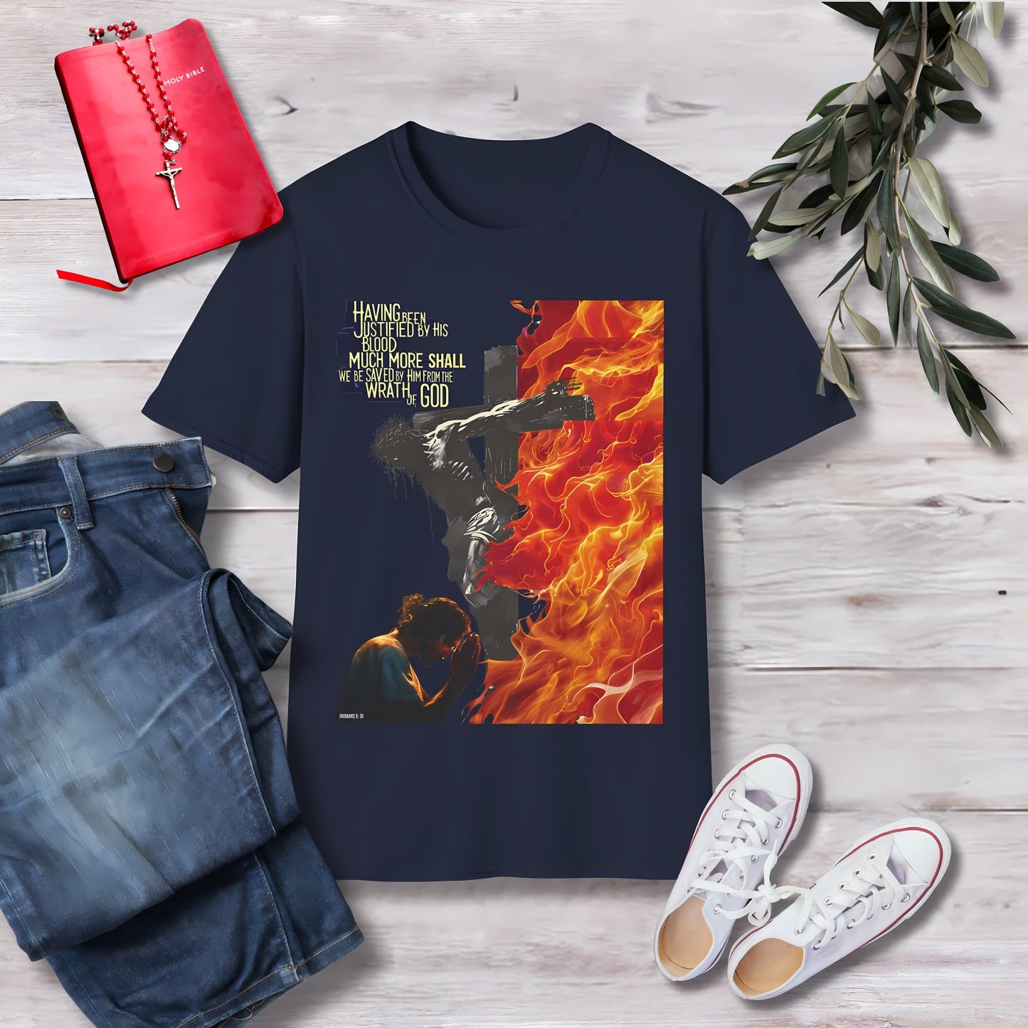 Having been justified by His blood Unisex Christian T-shirt - Singing Wind Market