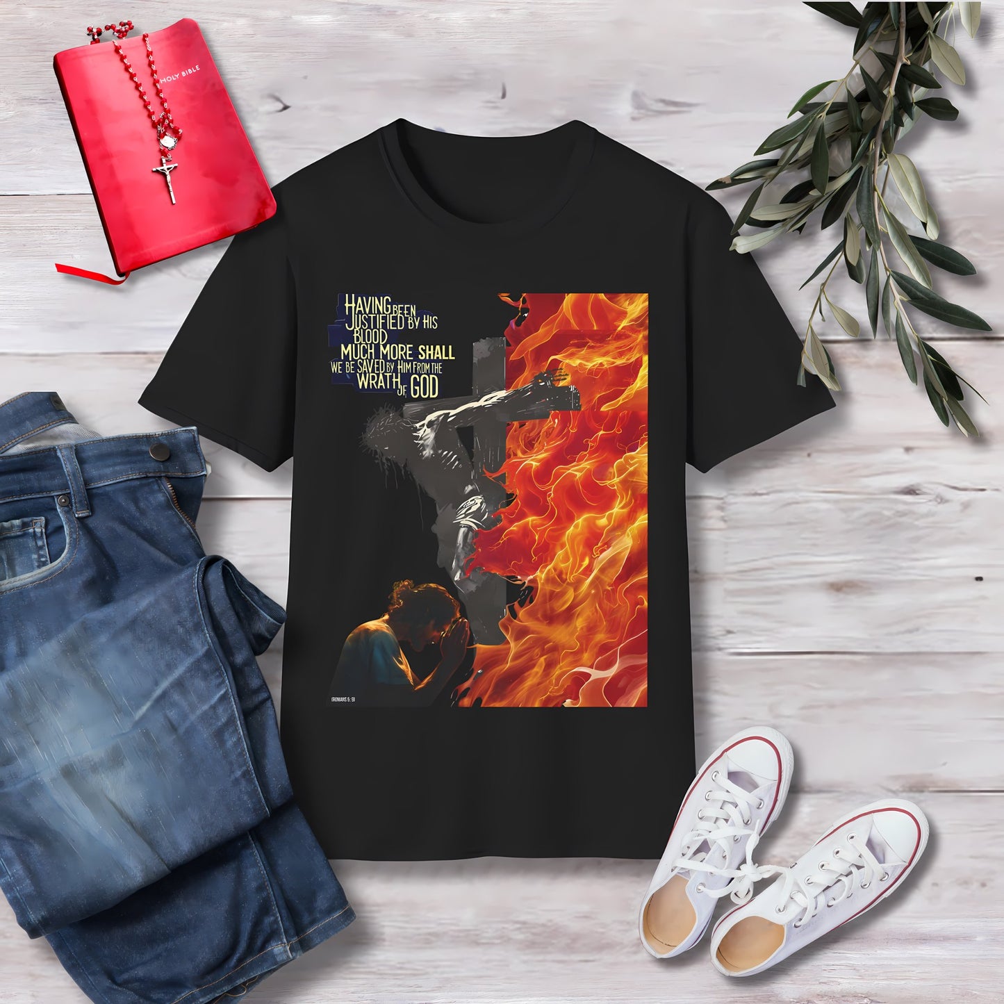 Having been justified by His blood Unisex Christian T-shirt - Singing Wind Market