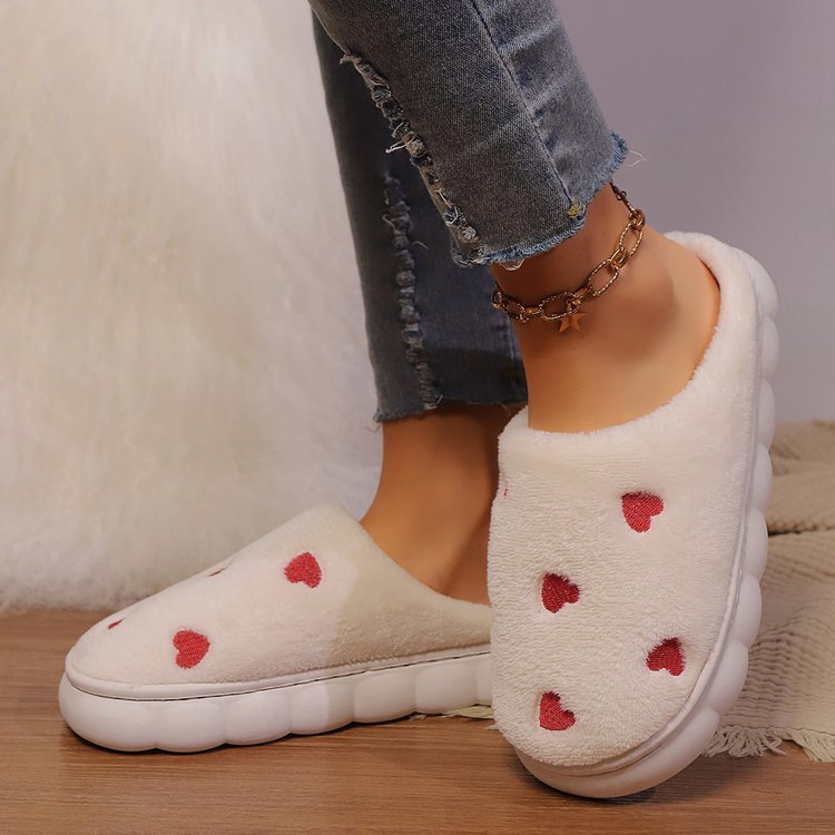 Heart Round Toe Flat Slippers - Singing Wind Market