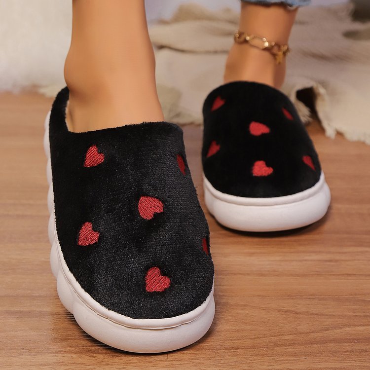 Heart Round Toe Flat Slippers - Singing Wind Market