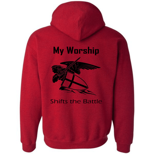 Hooded Sweatshirt - My Worship Shifts The Battle - Singing Wind Market