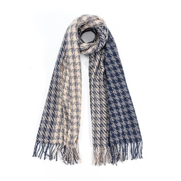 HOUNDSTOOTH TWO TONED FASHION SCARF - Singing Wind Market