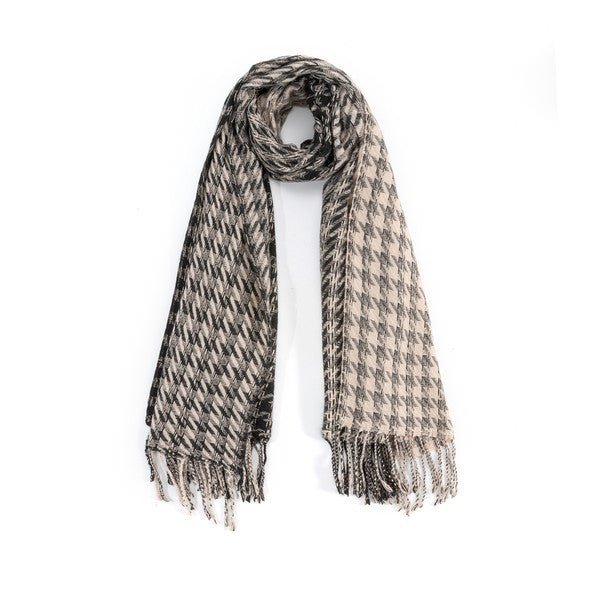 HOUNDSTOOTH TWO TONED FASHION SCARF - Singing Wind Market