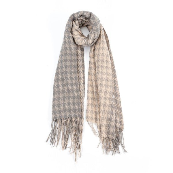 HOUNDSTOOTH TWO TONED FASHION SCARF - Singing Wind Market