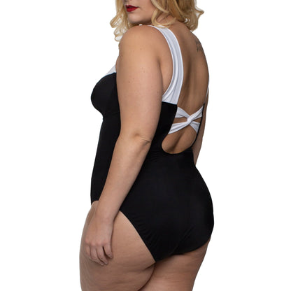 InstantFigure Curvy Contrast Trim One Piece Swimsuit - Singing Wind Market