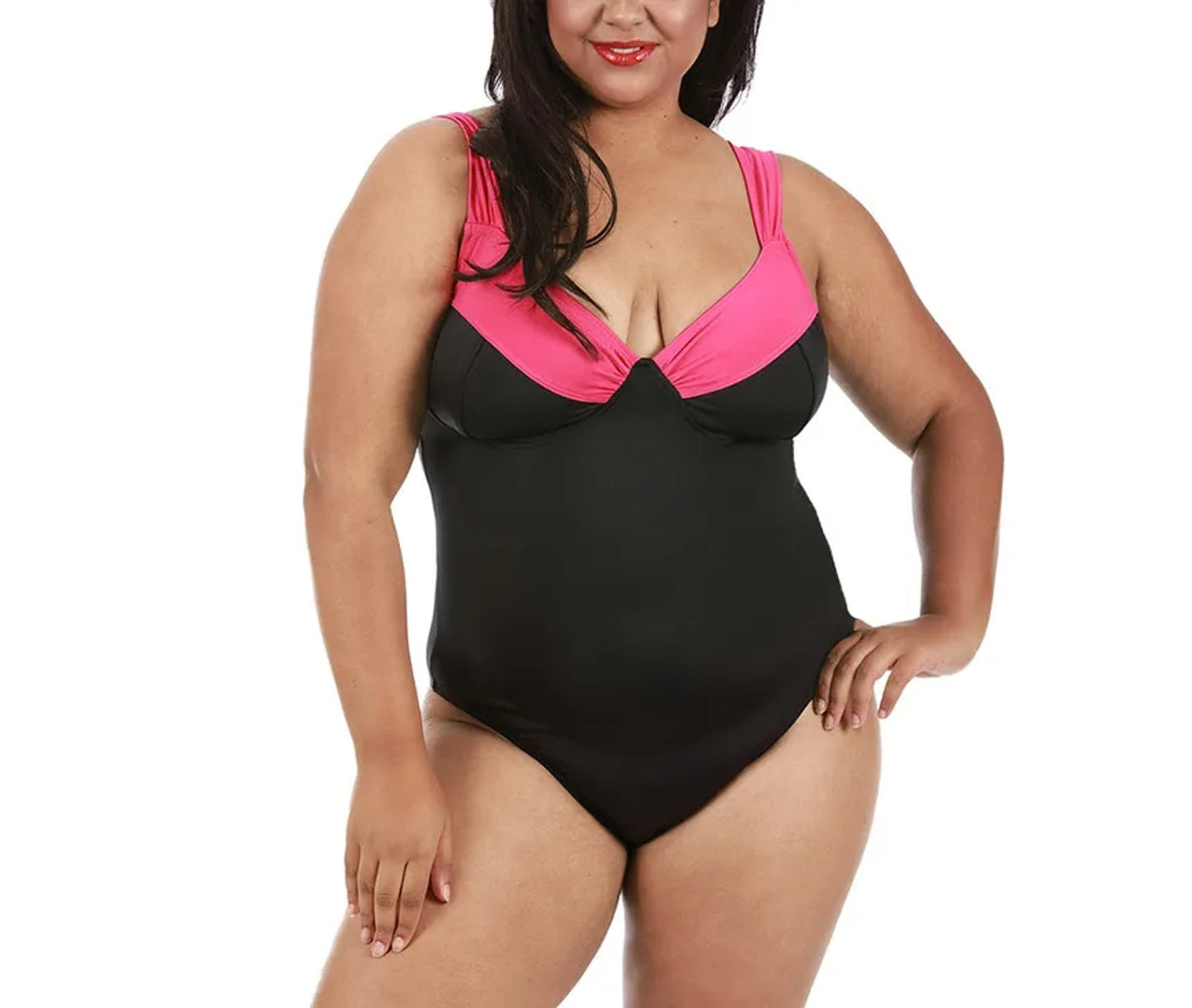 InstantFigure Curvy Contrast Trim One Piece Swimsuit - Singing Wind Market