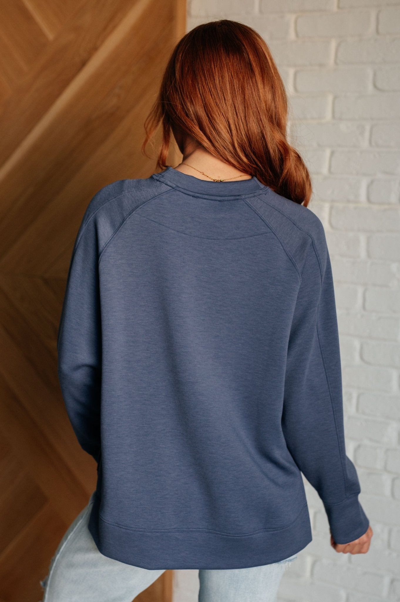 It's The Little Things Relaxed Scuba Pullover in Blue Indigo - Singing Wind Market