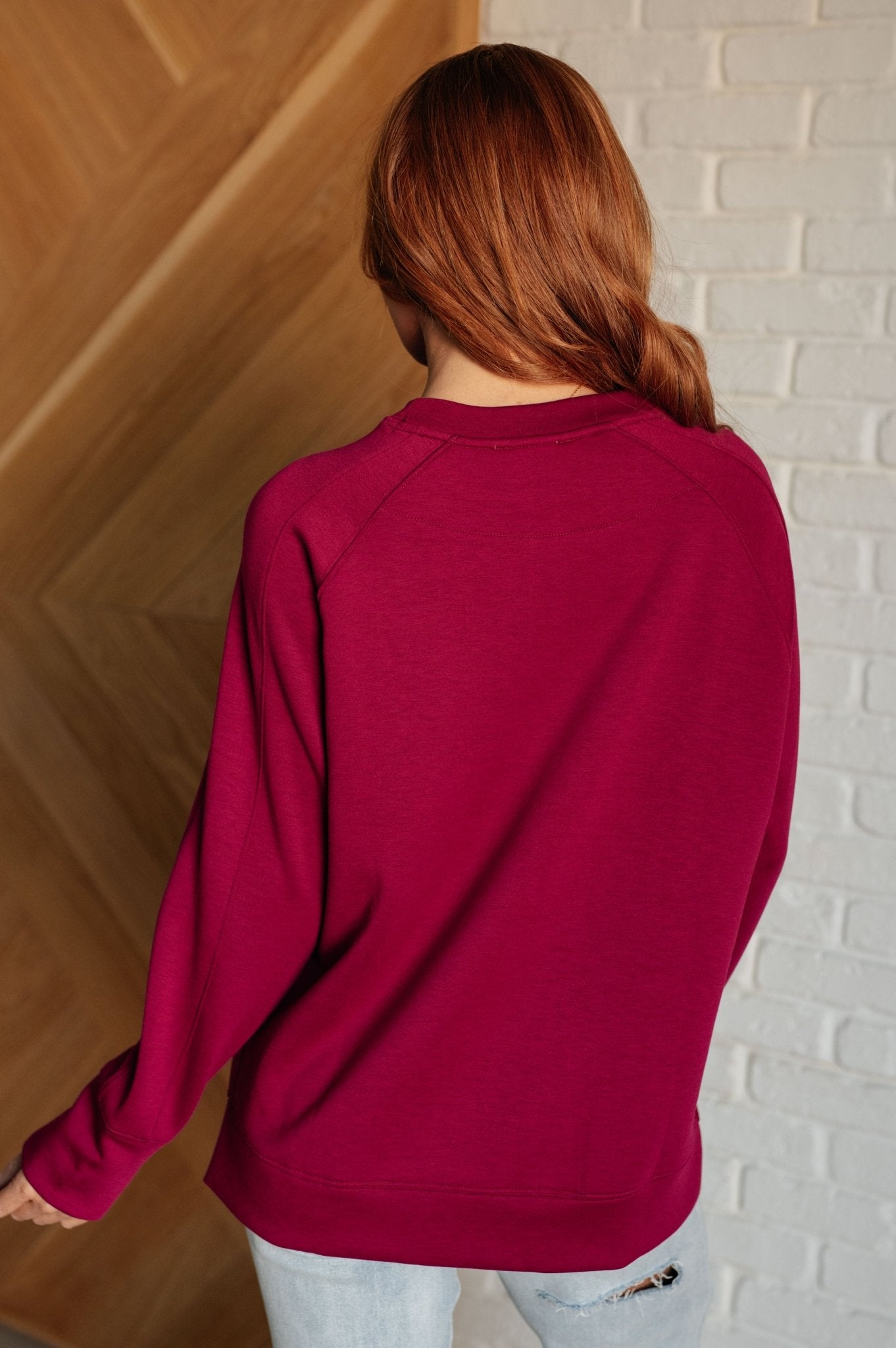 It's The Little Things Relaxed Scuba Pullover in Cabernet - Singing Wind Market