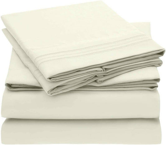 Ivory 200 Embroidery Soft Cozy Sheet Set Wrinkle Resistant - Singing Wind Market