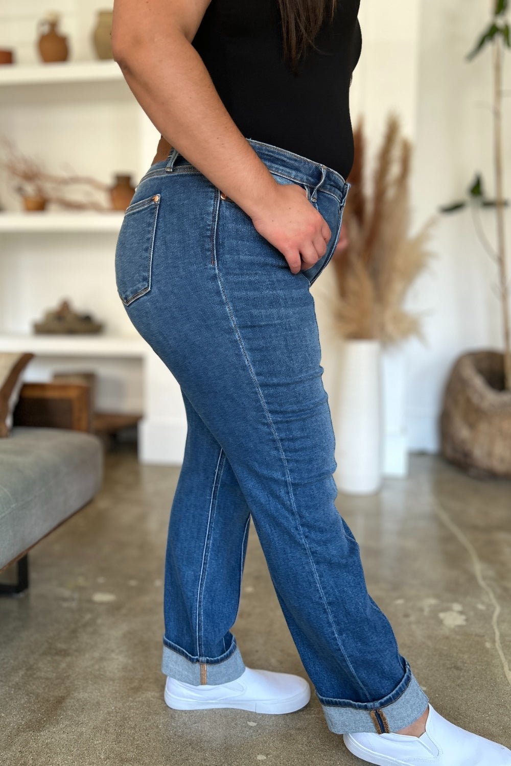 Judy Blue Full Size High Waist Front Seam Detail Straight Jeans - Singing Wind Market