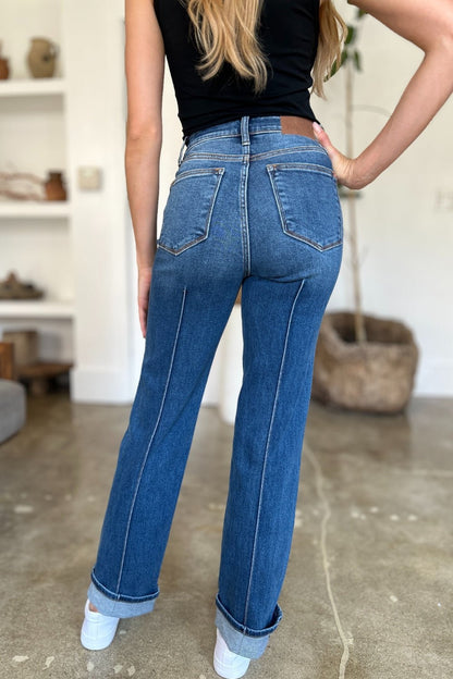 Judy Blue Full Size High Waist Front Seam Detail Straight Jeans - Singing Wind Market