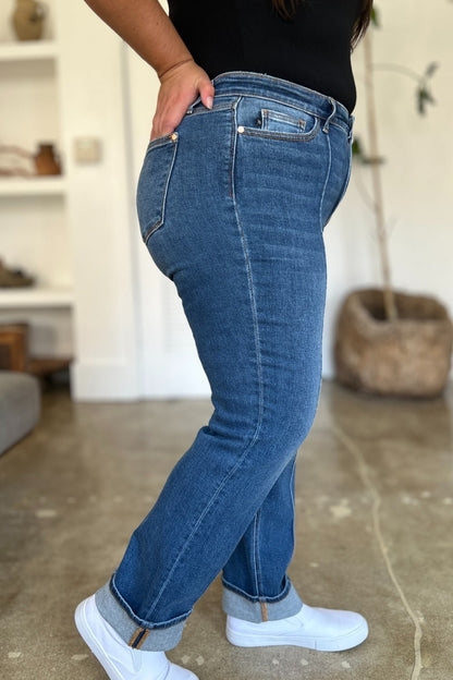 Judy Blue Full Size High Waist Front Seam Detail Straight Jeans - Singing Wind Market