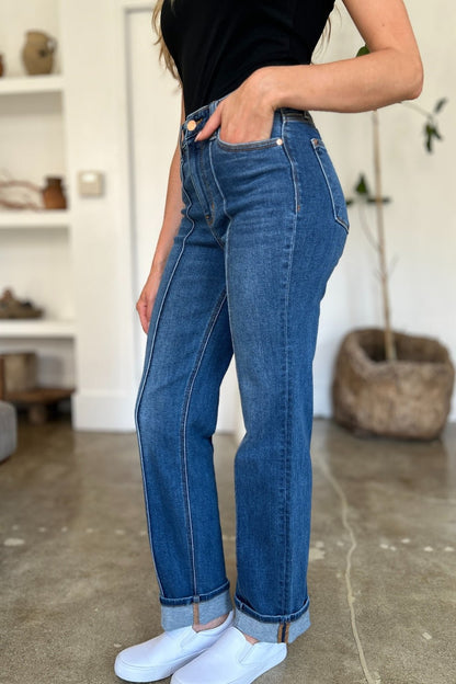 Judy Blue Full Size High Waist Front Seam Detail Straight Jeans - Singing Wind Market