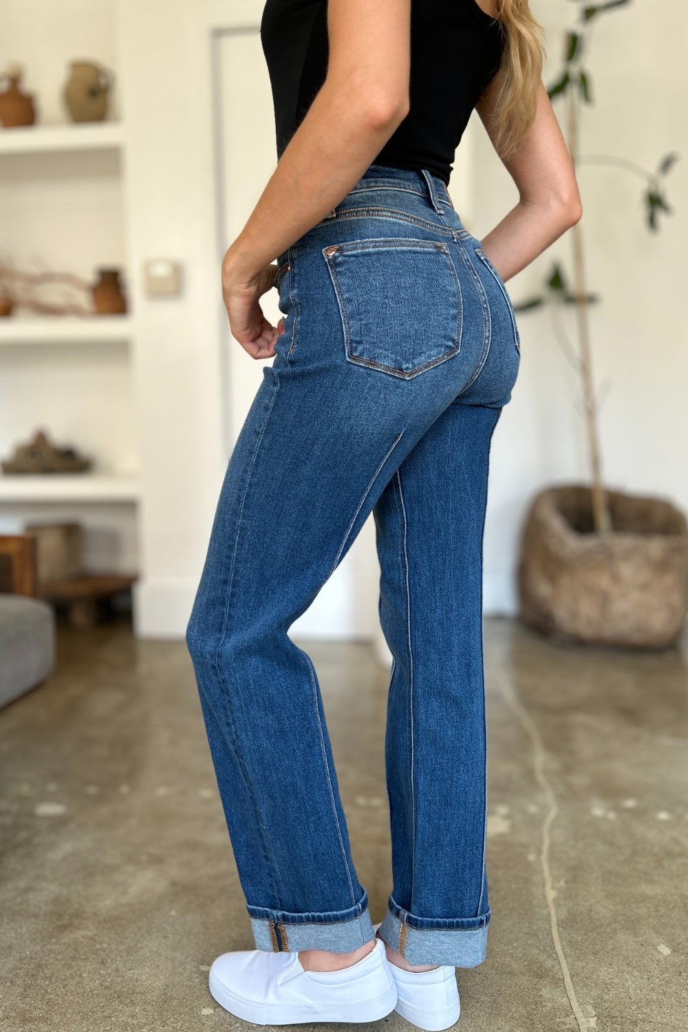 Judy Blue Full Size High Waist Front Seam Detail Straight Jeans - Singing Wind Market