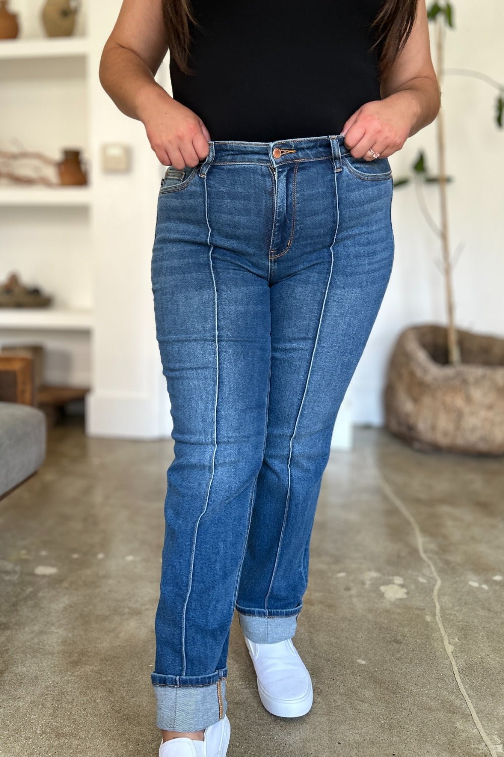 Judy Blue Full Size High Waist Front Seam Detail Straight Jeans - Singing Wind Market