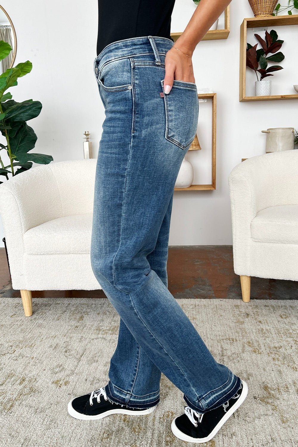 Judy Blue Full Size Mid Rise Release Hem Jeans - Singing Wind Market