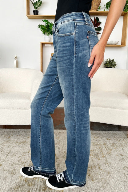 Judy Blue Full Size Mid Rise Release Hem Jeans - Singing Wind Market