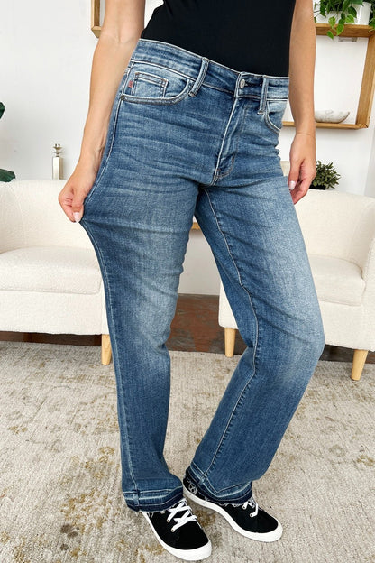 Judy Blue Full Size Mid Rise Release Hem Jeans - Singing Wind Market