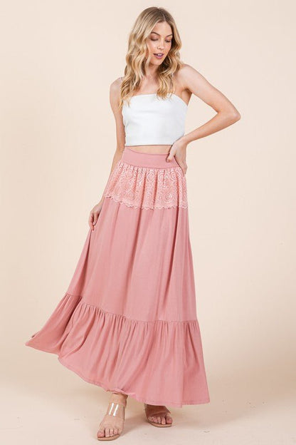 Lace Detailed Ruffle Skirt - Singing Wind Market