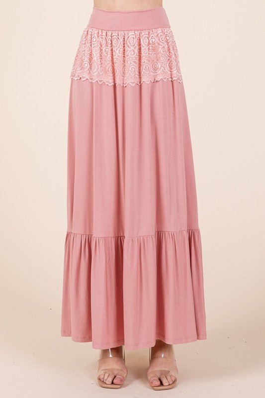 Lace Detailed Ruffle Skirt - Singing Wind Market