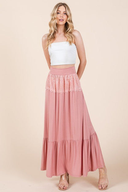 Lace Detailed Ruffle Skirt - Singing Wind Market