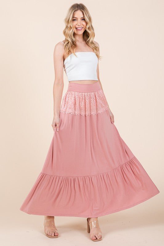 Lace Detailed Ruffle Skirt - Singing Wind Market